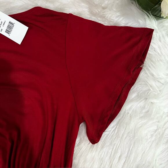 NEW West Kei Modal Jersey Flutter Sleeve Cascading High Low Belted Maxi Dress XS - Picture 13 of 15